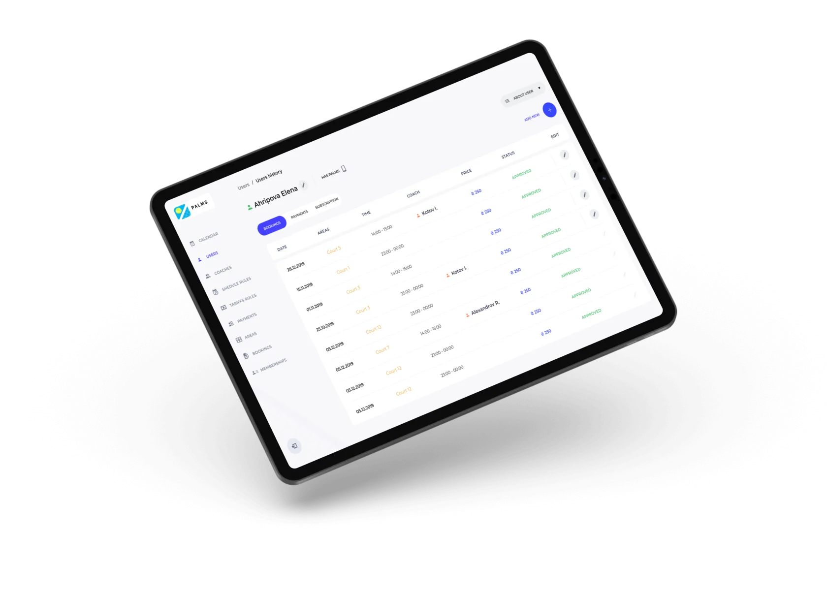 Palms CRM на планшеті